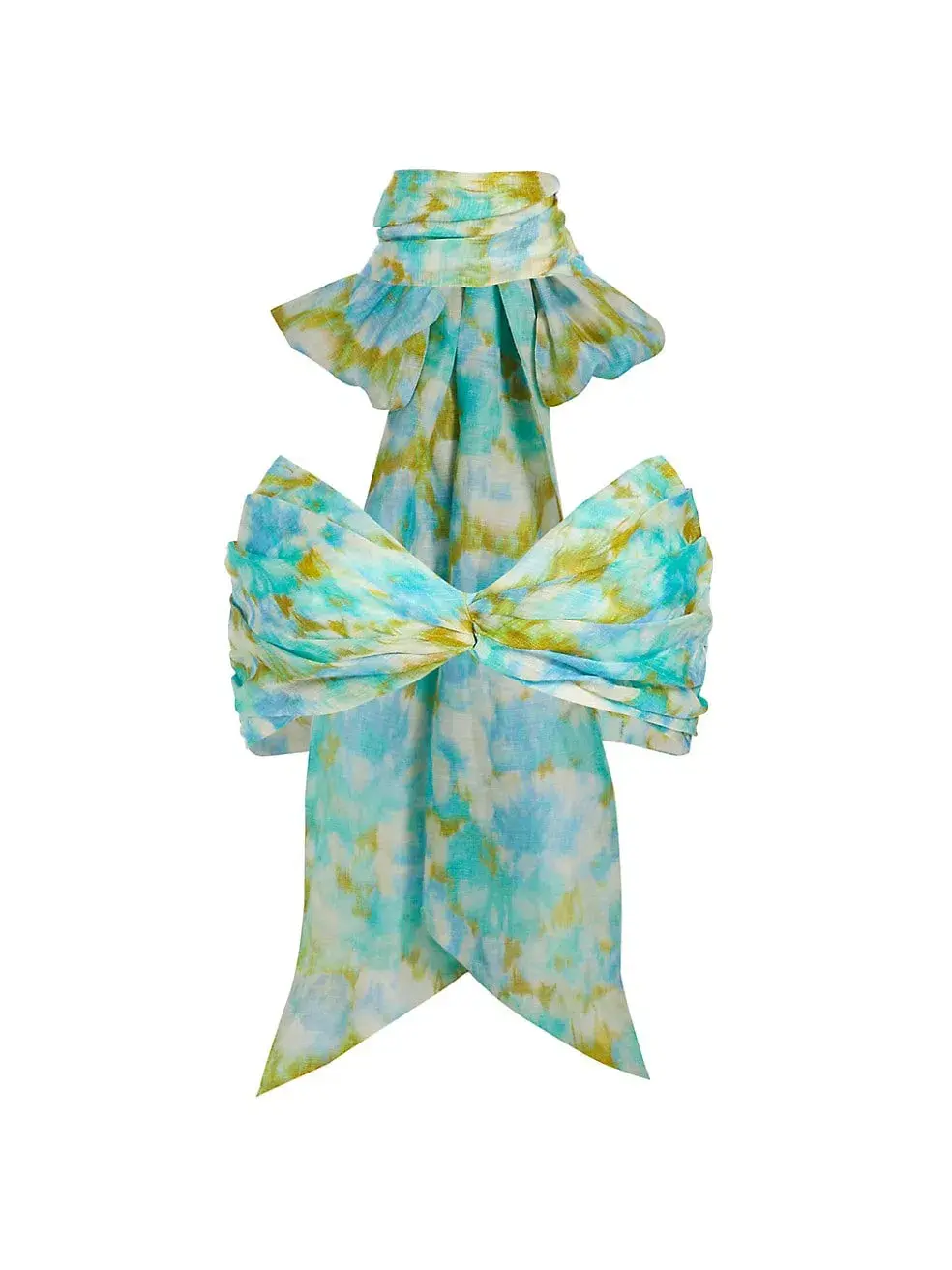 Zimmermann High Tide Twist Crop Bodice And Skirt Set Aqua Ikat Size 0/Au 8 for rent on The Volte - main image