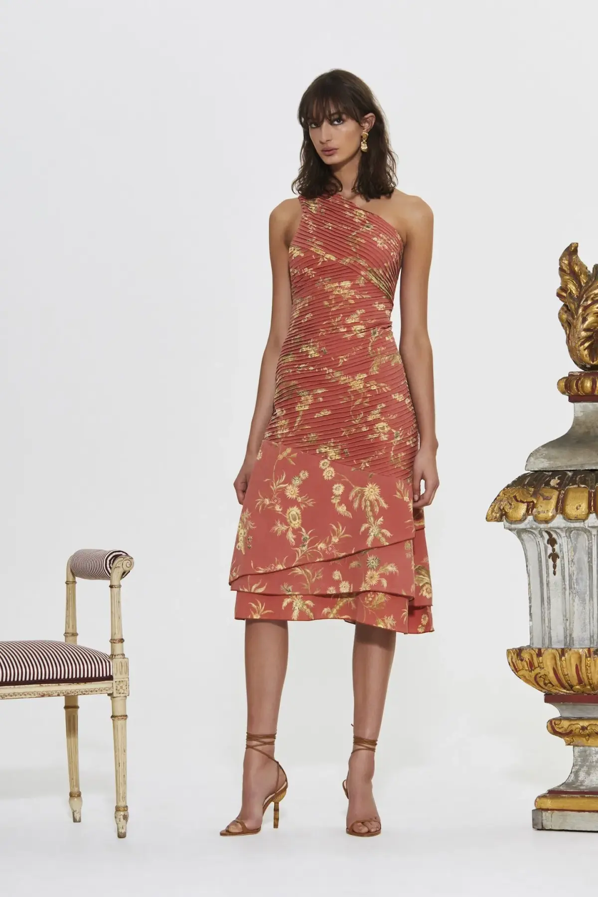 Sir The Label Florentine One Shoulder Pleated Midi Dress Print Size 3 / AU 12 - Image 1