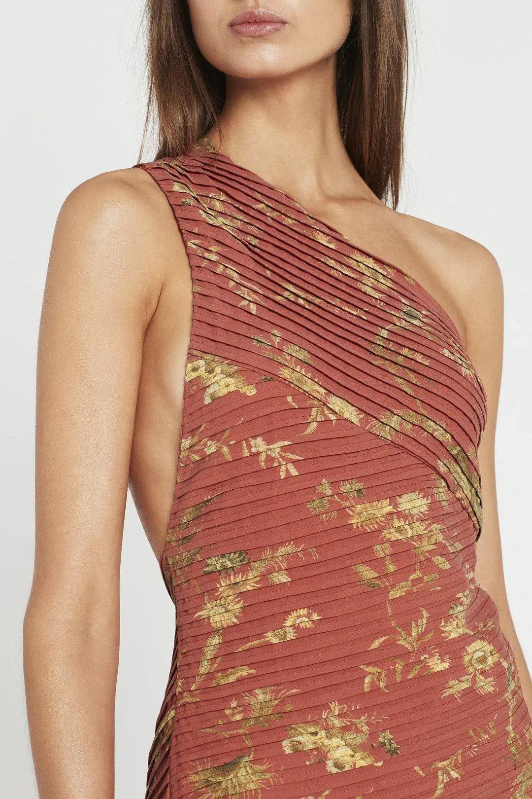 Sir The Label Florentine One Shoulder Pleated Midi Dress Print Size 3 / AU 12 - Image 3