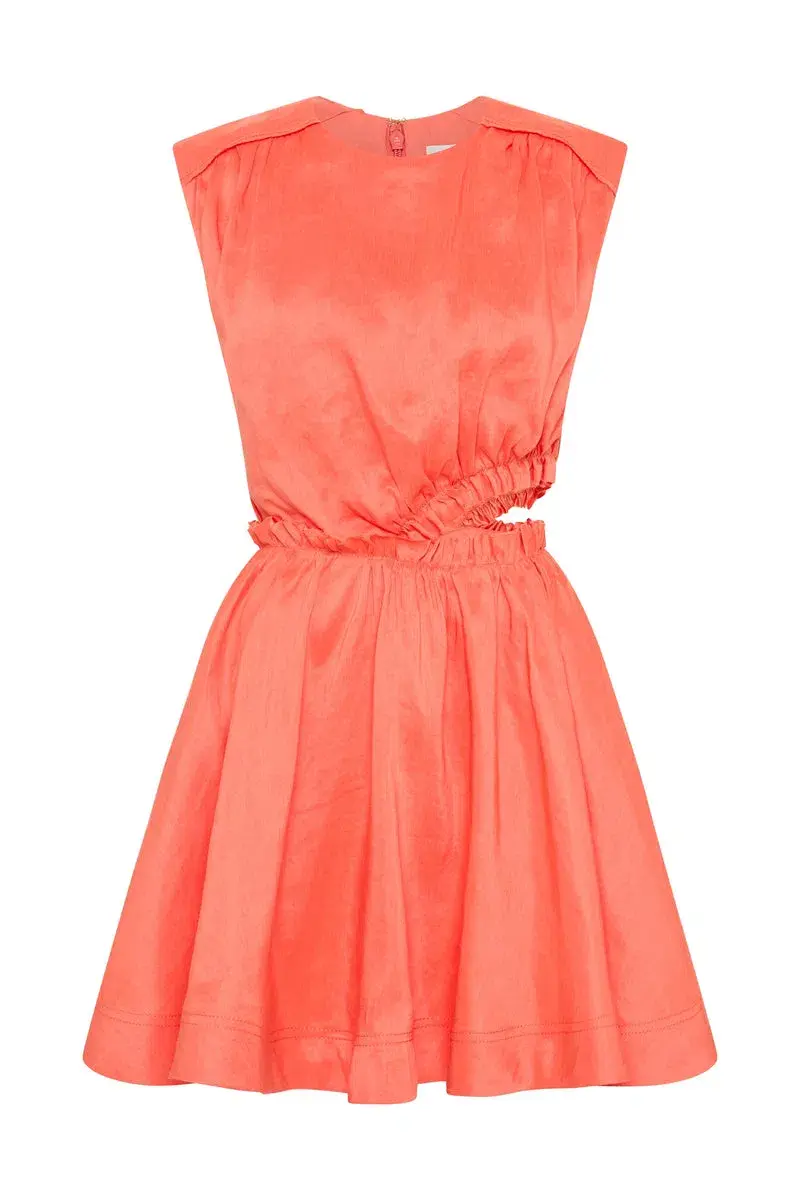 Aje Holly Cut Out Mini Dress Coral Size 14  - Image 3