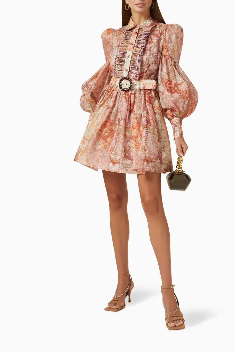 Zimmermann Kaleidoscope Tuxedo Frill Mini Dress in Linen Blend Size 0/Au 8 - Image 1