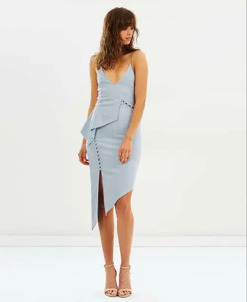 Bec & Bridge Honeysuckle Asymm Dress Pale Blue Size 10 - Image 1