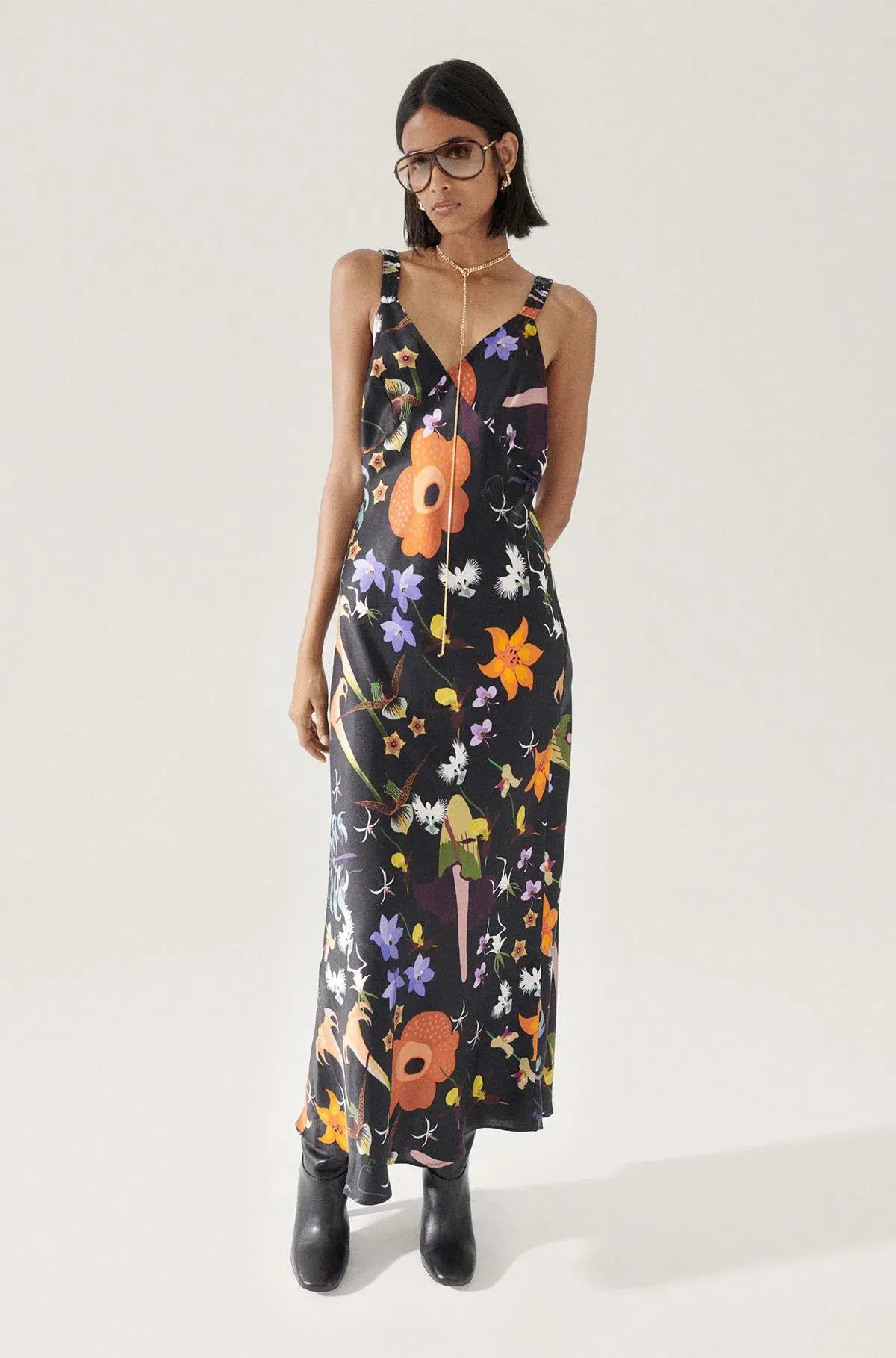 Silk Laundry Deco Ruched Dress Black Lost Flowers Size Medium/Au 8  - Image 1