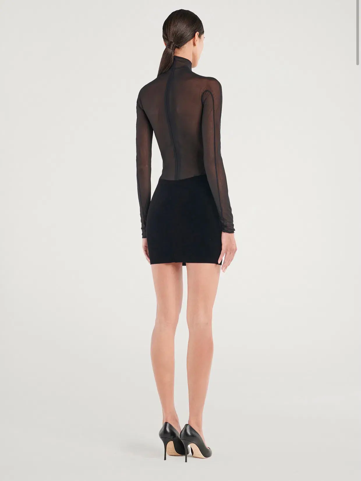 Mugler Wolford Mesh-paneled Mini Dress Black Size 6  - Image 2