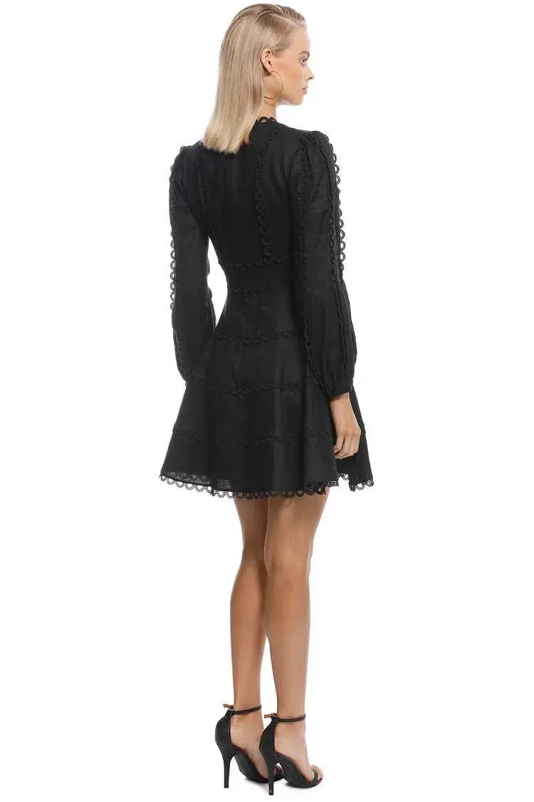 Zimmermann Heather Flounce Short Dress Noir Size 8 - Image 2