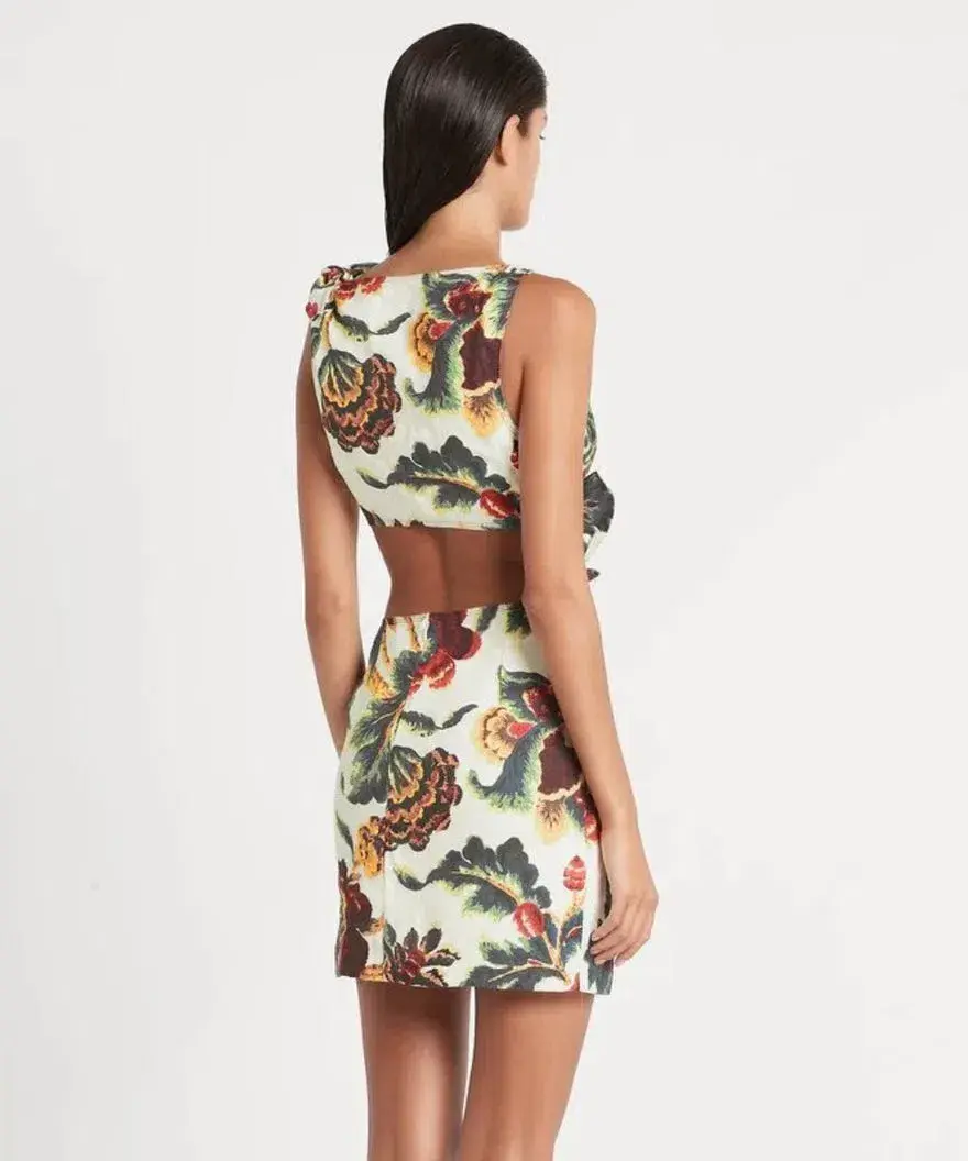 Sir the Label Ambroise Knot Mini Dress Floral Print White Size 1 / AU 8 for rent on The Volte - main image