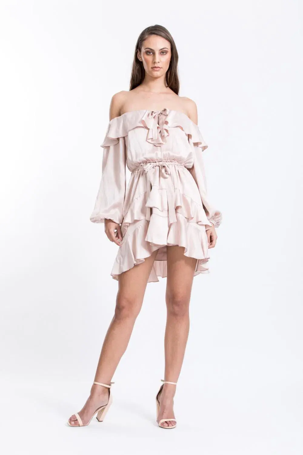 Zimmermann Flounce Off Shoulder Mini Dress Pink Size 8 - Image 1