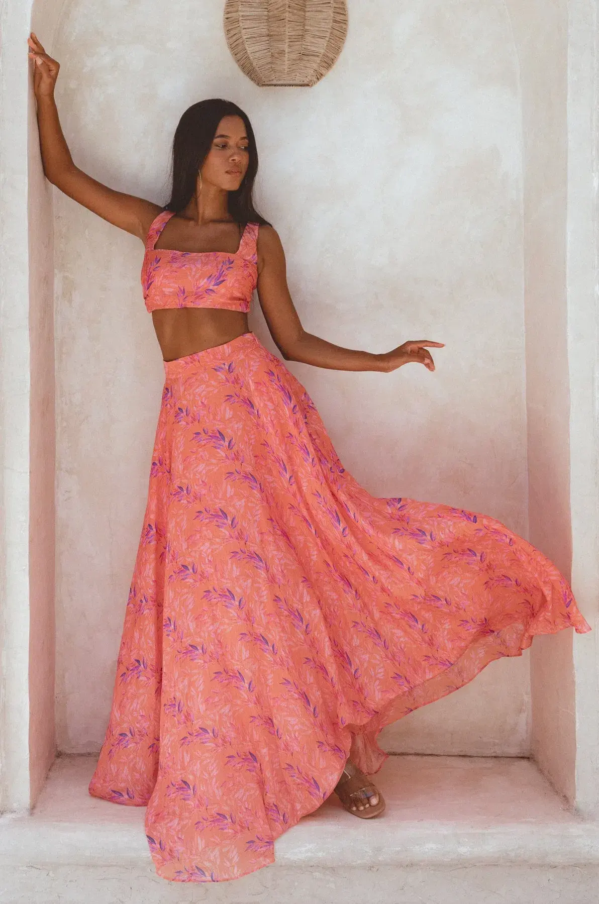 Sonya Moda Serena Skirt and Top Set Peach Watercolour Size AU 10 - Image 1