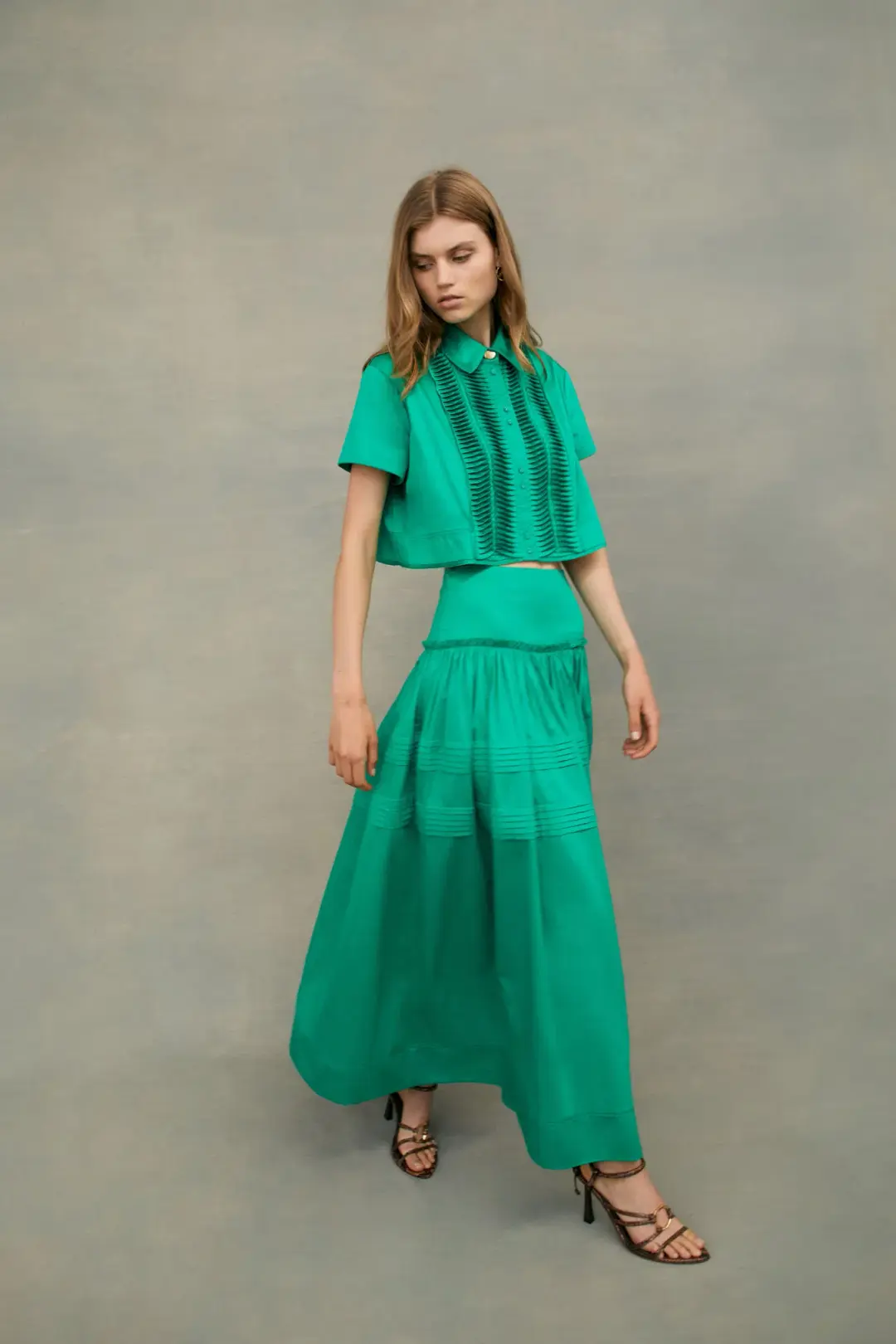 Aje Tidal Top & Skirt Green Size AU 8 for rent on The Volte - main image