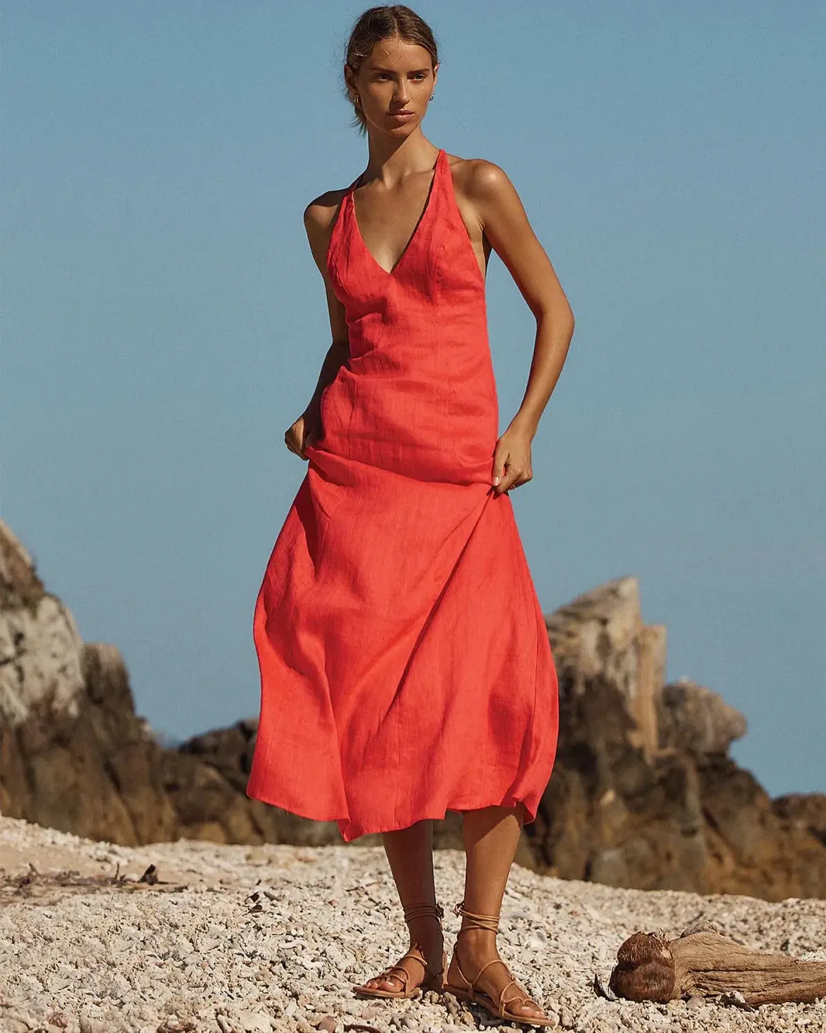 Kookai Tahiti Ring Back Dress In Candy Red Size 8 - Image 3