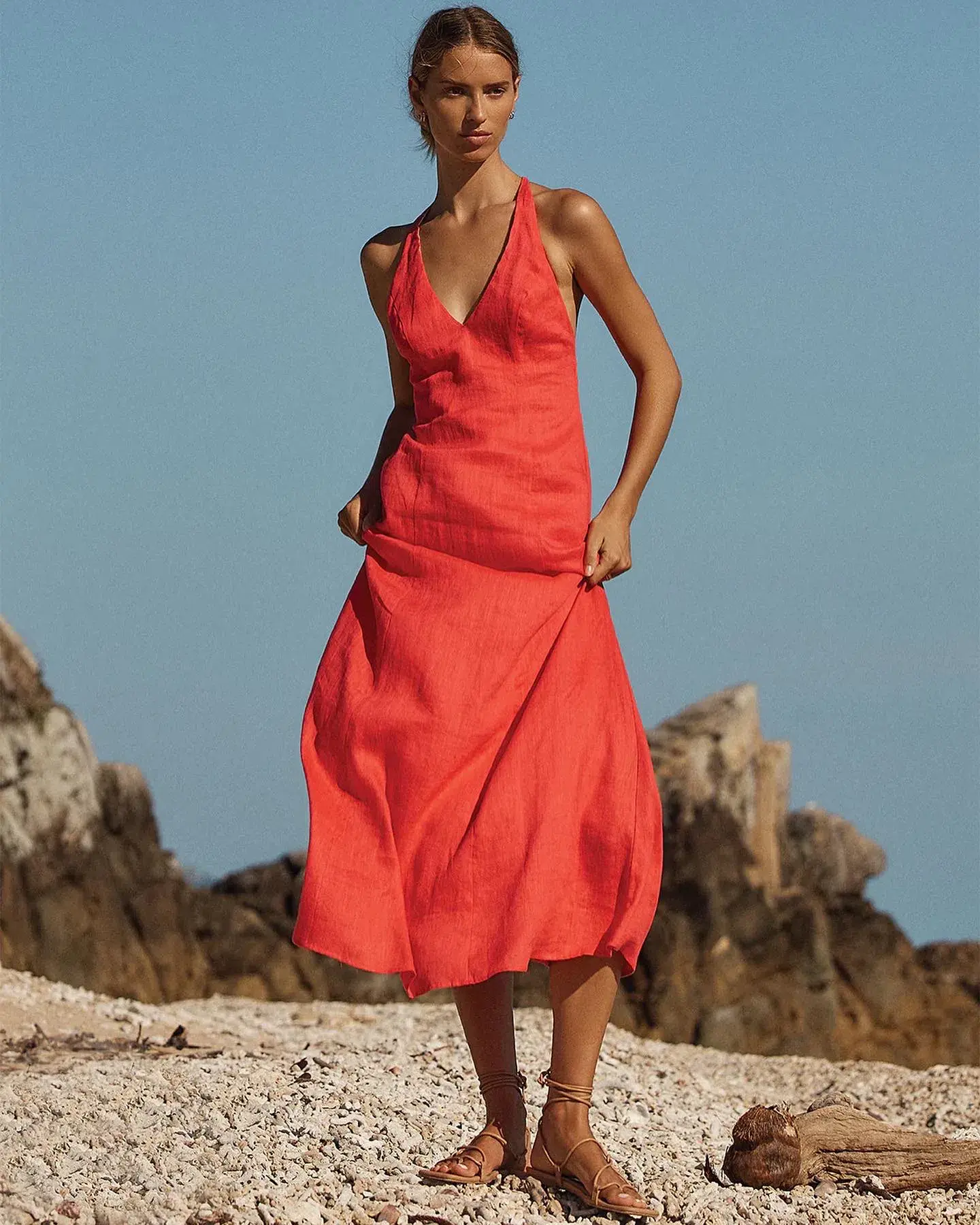 Kookai Tahiti Ring Back Dress In Candy Red Size 8 - Image 3