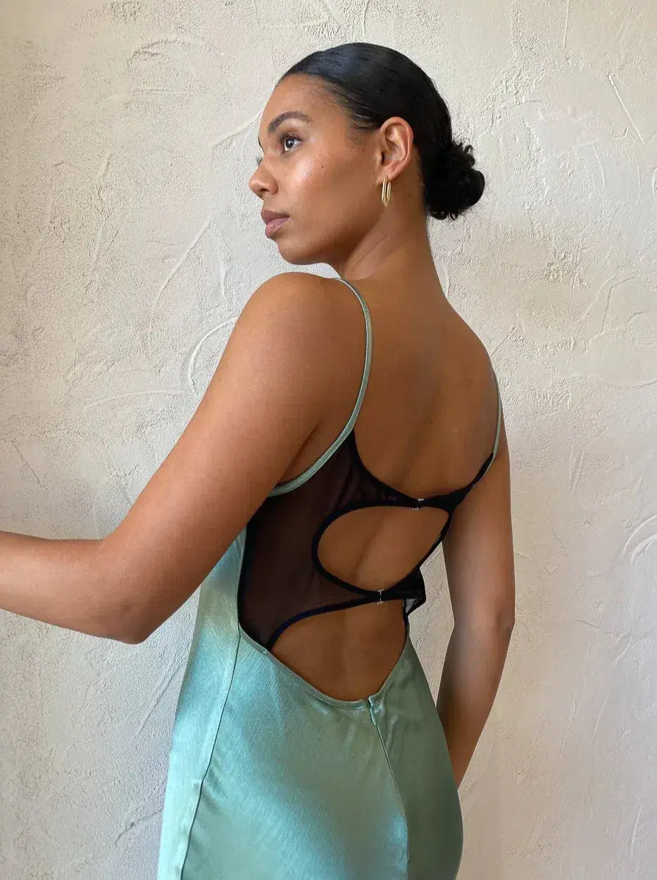 Bec & Bridge Malyka Maxi Slip Dress Moss Green Size 8 - Image 2