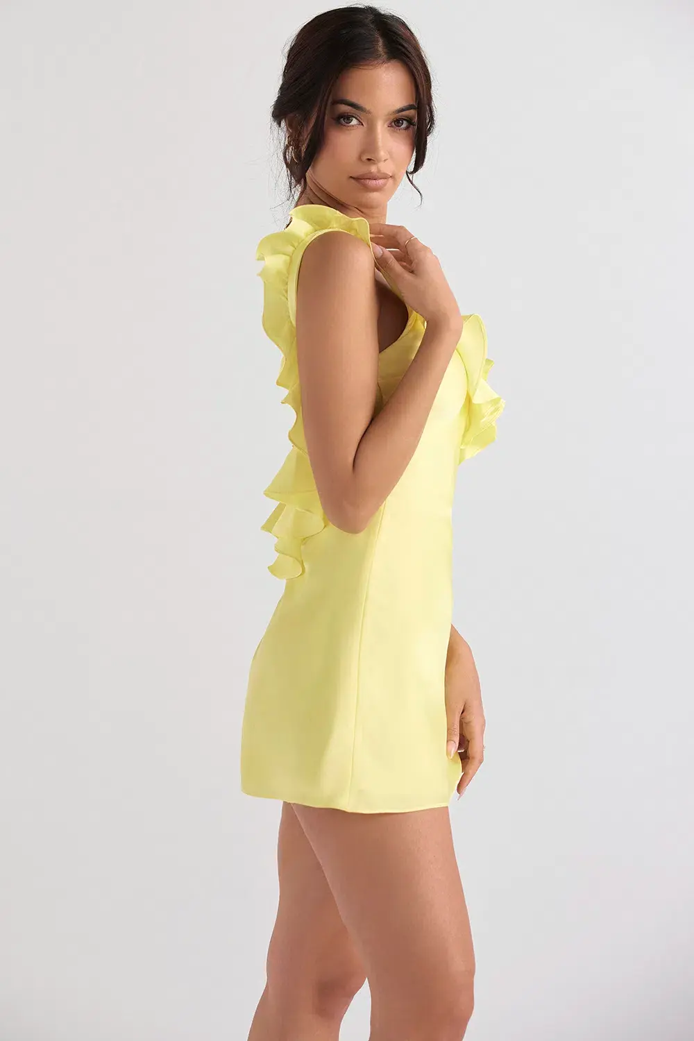 House of CB Tink Flared Ruffle Mini Dress Buttercup Size 10 - Image 2