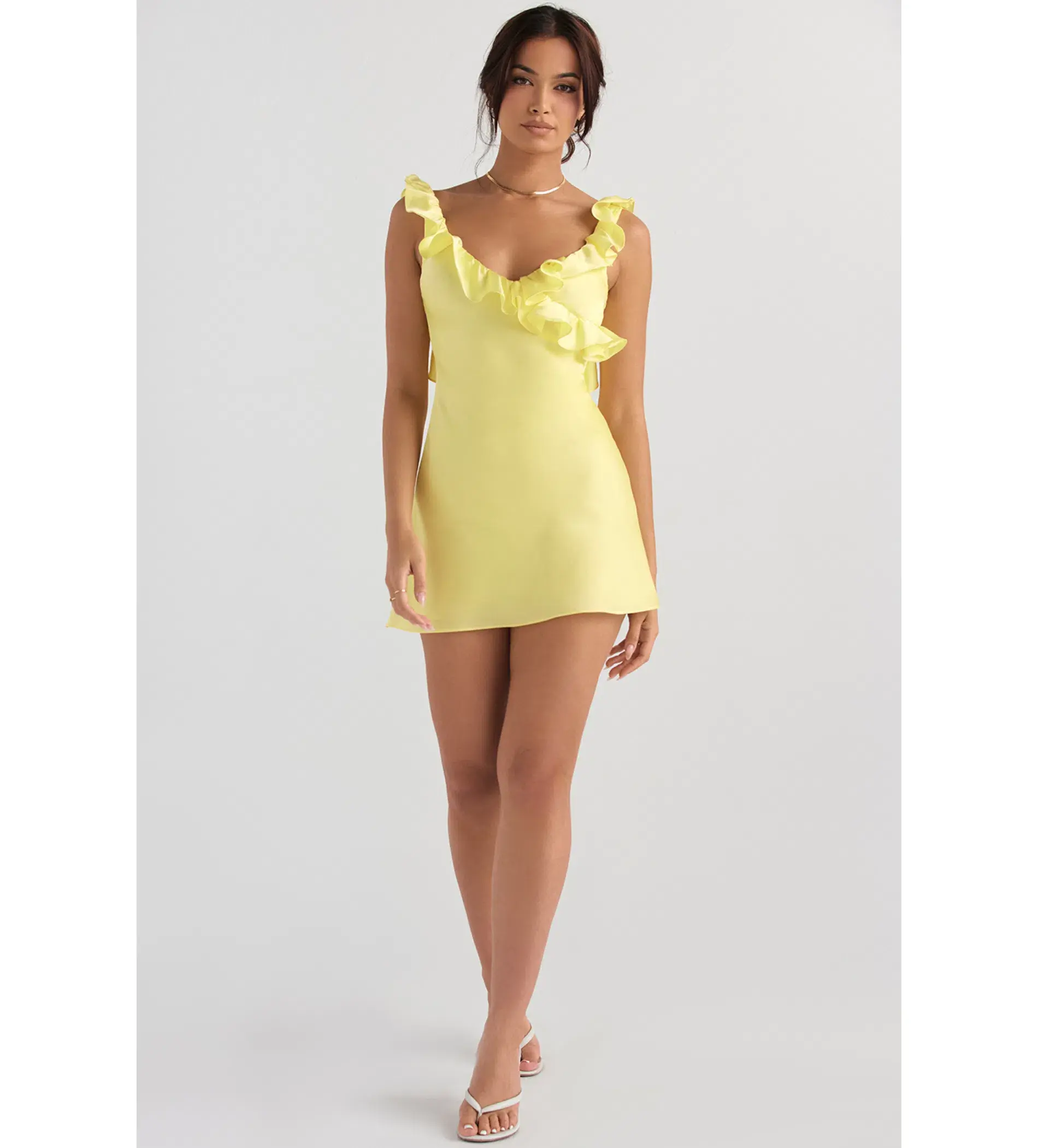 House of CB Tink Flared Ruffle Mini Dress Buttercup Size 10 - Image 1