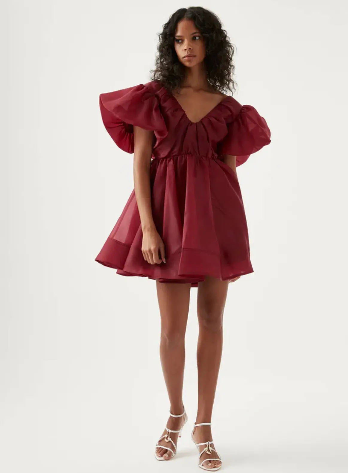 Aje Gretta Organza Mini Dress Burgundy Size 10 - Image 1