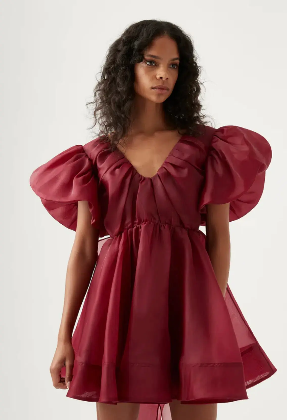 Aje Gretta Organza Mini Dress Burgundy Size 10 - Image 2