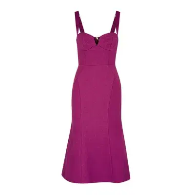 Rebecca Vallance Diana Midi Dress Grape Size 8 - Image 3