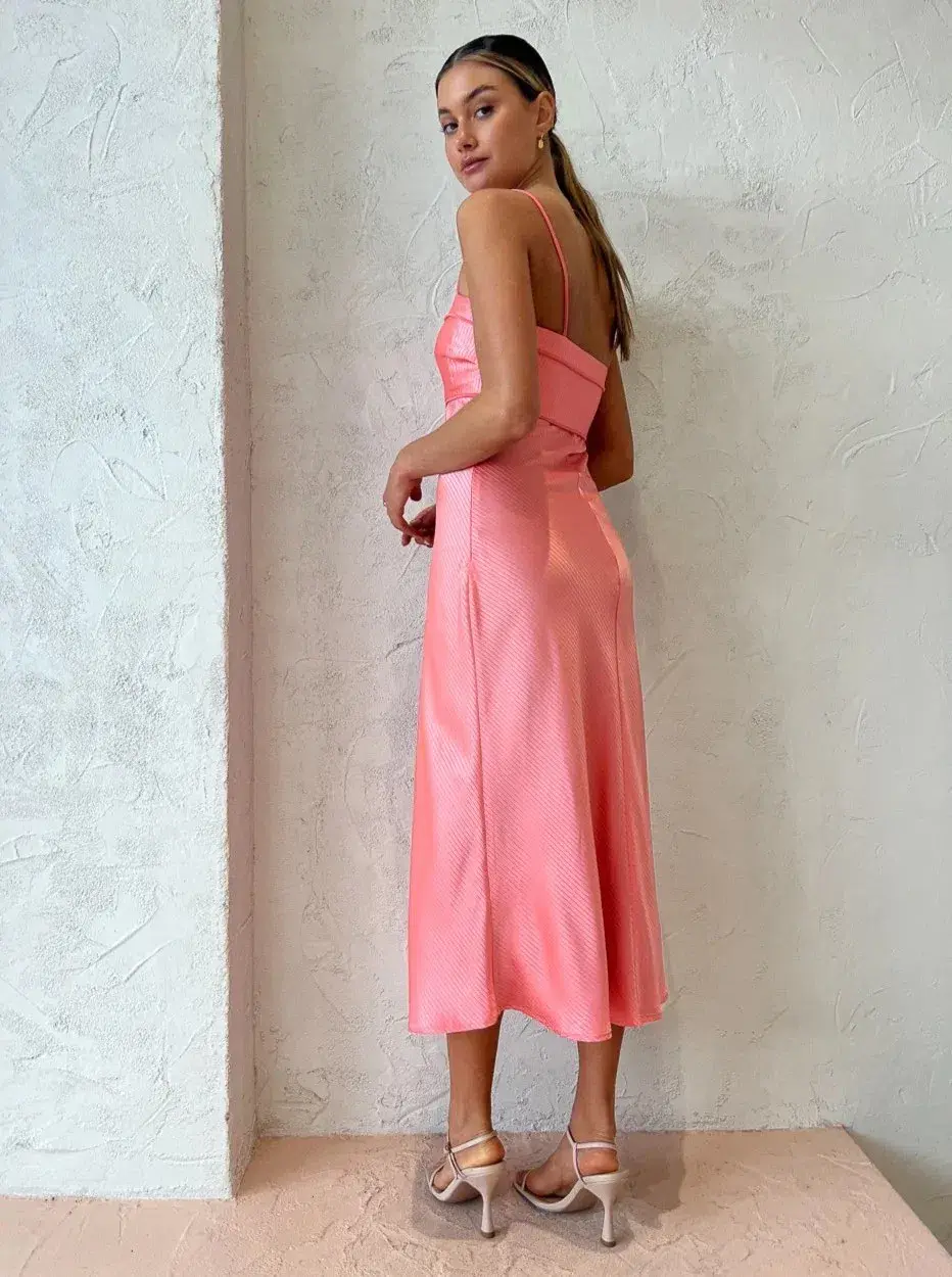 By Johnny Lisette Midi Dress in Watermelon Size 8 / S - Image 3
