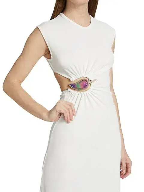 Christopher Esber Ruched Moodstone Tank Dress in White Size 8 / S - Image 2