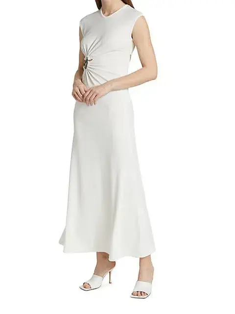 Christopher Esber Ruched Moodstone Tank Dress in White Size 8 / S - Image 5