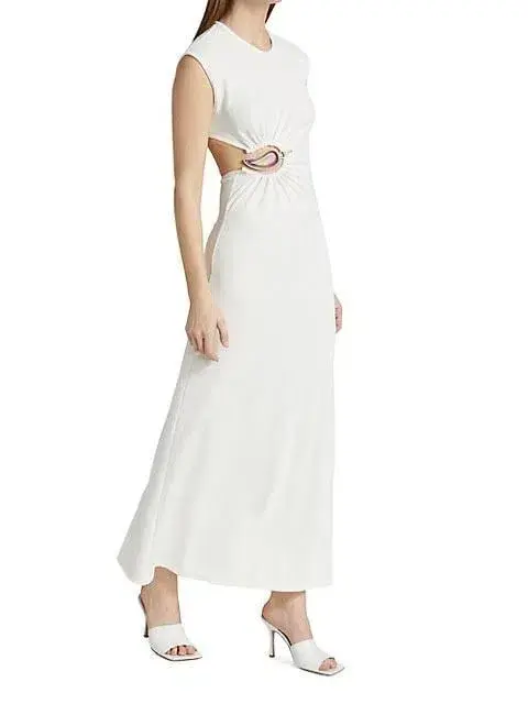 Christopher Esber Ruched Moodstone Tank Dress in White Size 8 / S - Image 4