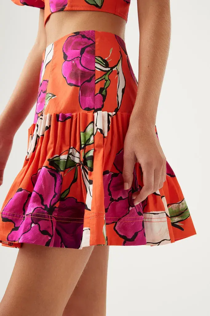 Aje Niki Vivid Camellia Pleated Mini Skirt Floral Size S / AU 8 - Image 3