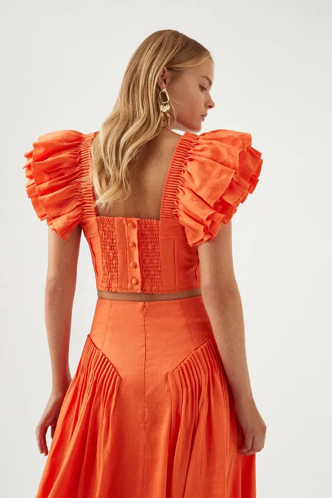 Aje Imagination Frill Sleeve Top Orange Size M / AU 10 - Image 5