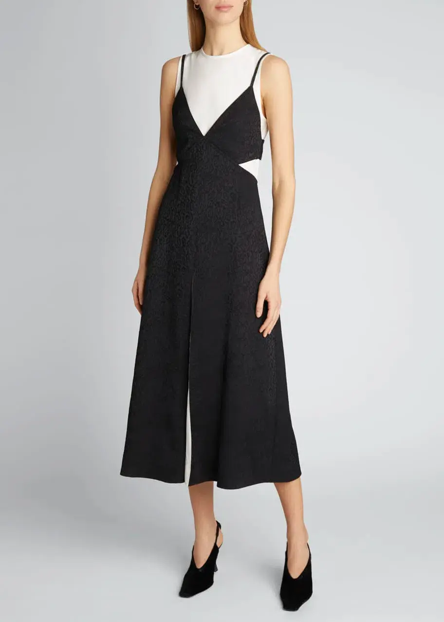 Proenza Schouler White Label Jacquard Layered Dress Black/White Size 8 - Image 1