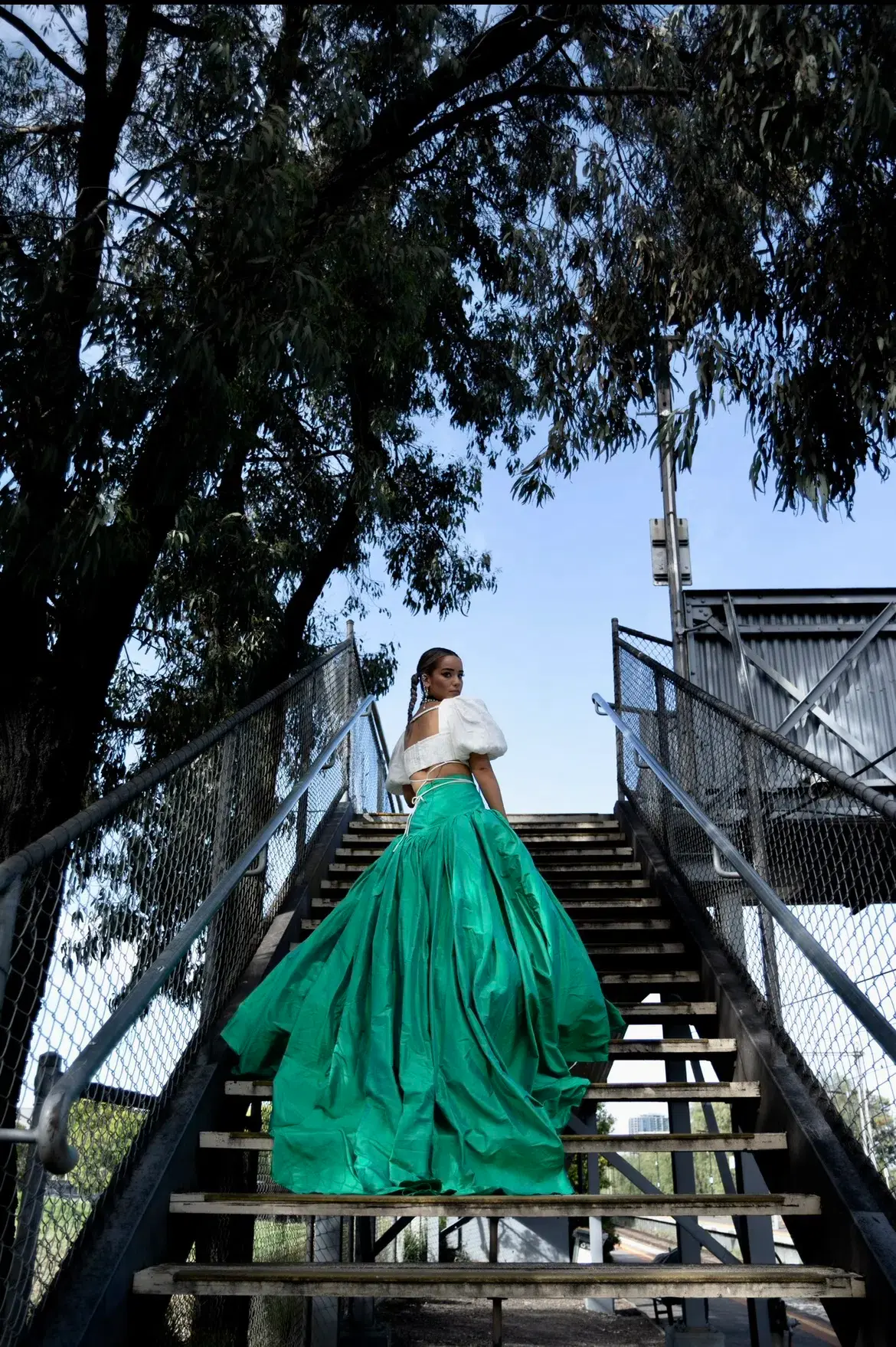 Christopher John Rogers Silk Taffeta Maxi Skirt Green Size 8 - Image 3