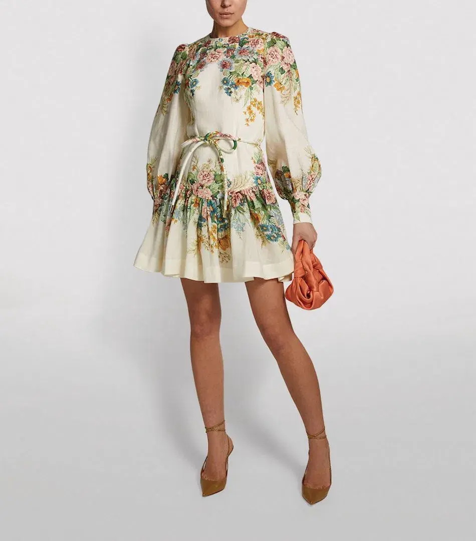 Zimmermann Wavelength Bell Sleeve Mini Dress Floral Size 0 / Au 8 - Image 1