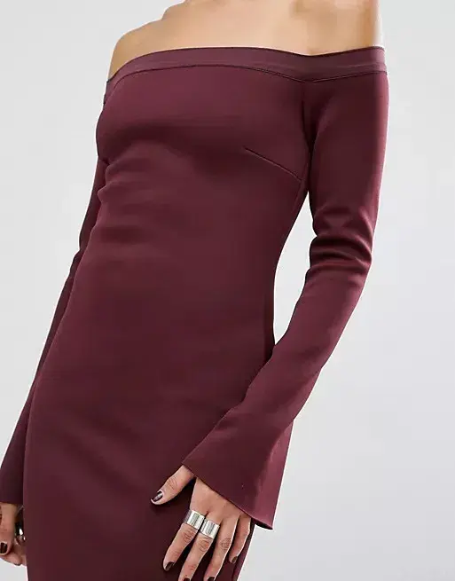 Bec & Bridge Banditti Off Shoulder Dress Claret Size AU 6 - Image 4