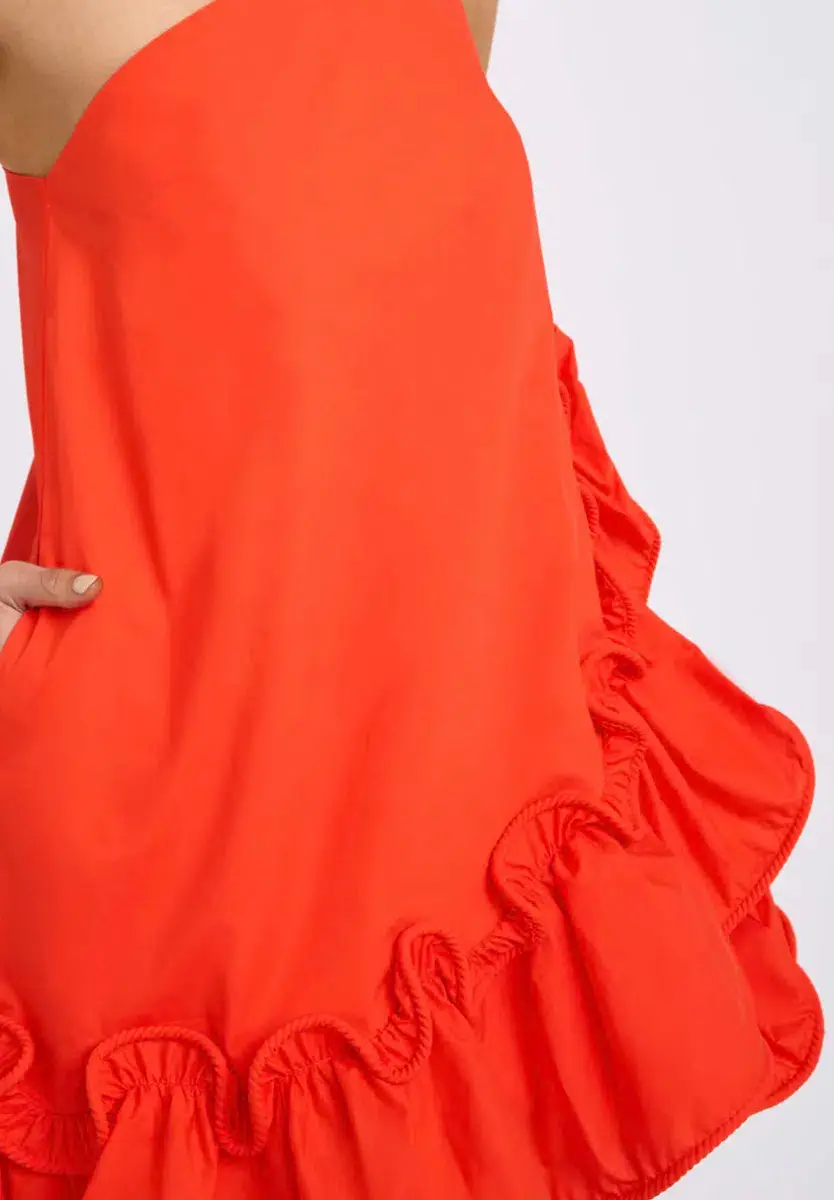 By Johnny Rope Frill Asymmetric Mini Dress Red Size 10 for rent on The Volte - main image