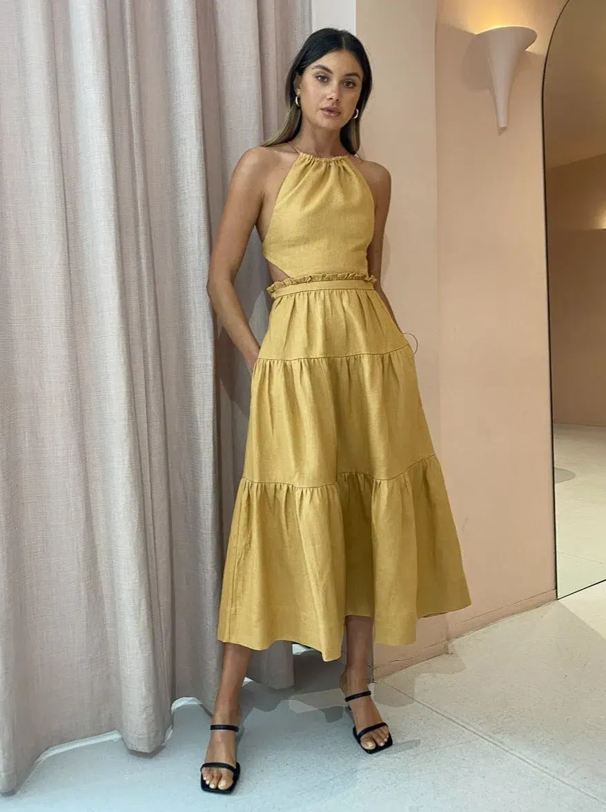Shona Joy Aria Backless Midi Dress in Ginger Size 10 - Image 1