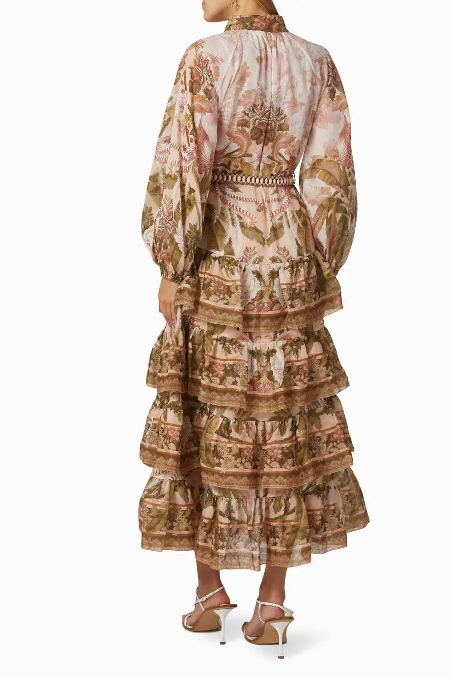 Zimmermann Floral Tiered Lyre Billow Midi Dress Size 2/AU 12 - Image 2