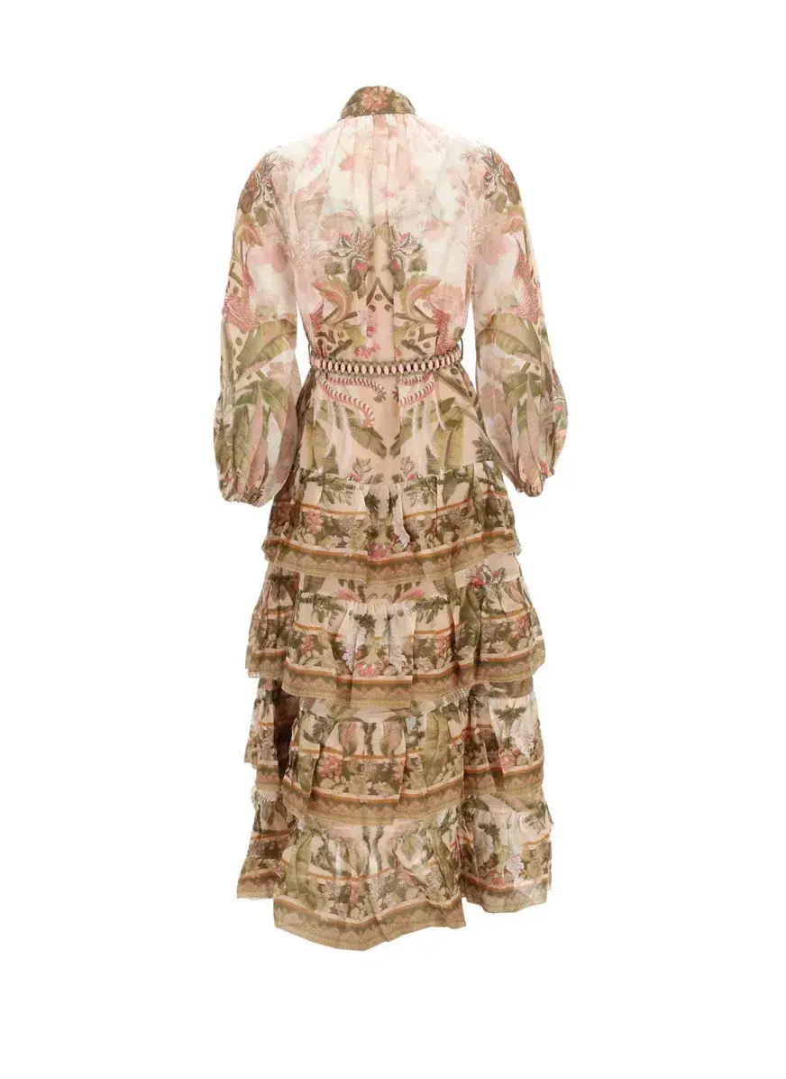 Zimmermann Floral Tiered Lyre Billow Midi Dress Size 2/AU 12 - Image 4