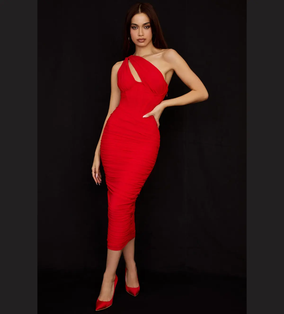 House of CB Valentina Midi Dress Red Size 6 - Image 1