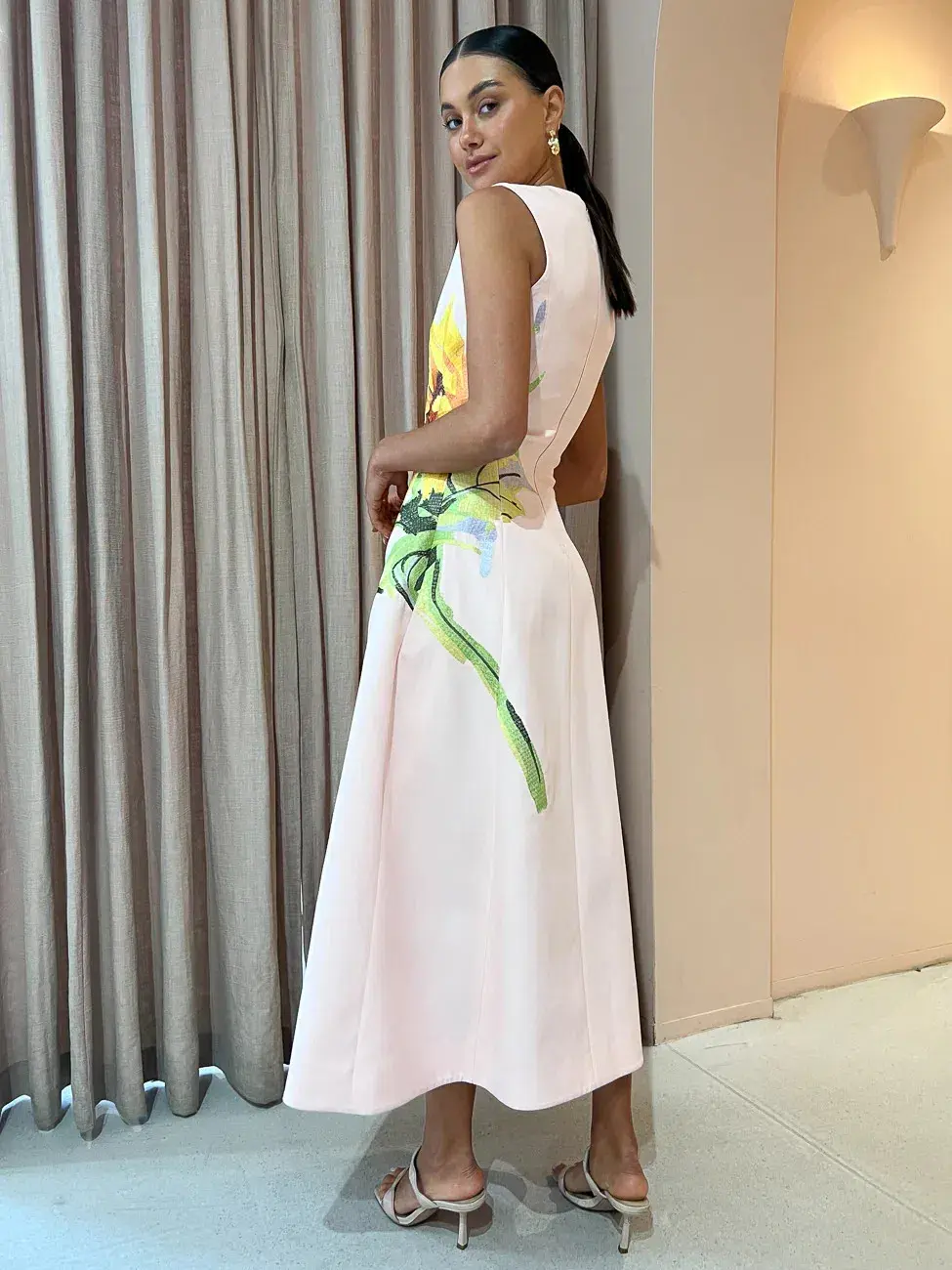 Leo Lin Sleeveless Cleo Midi In Sunflower Pink Size AU 8 - Image 3