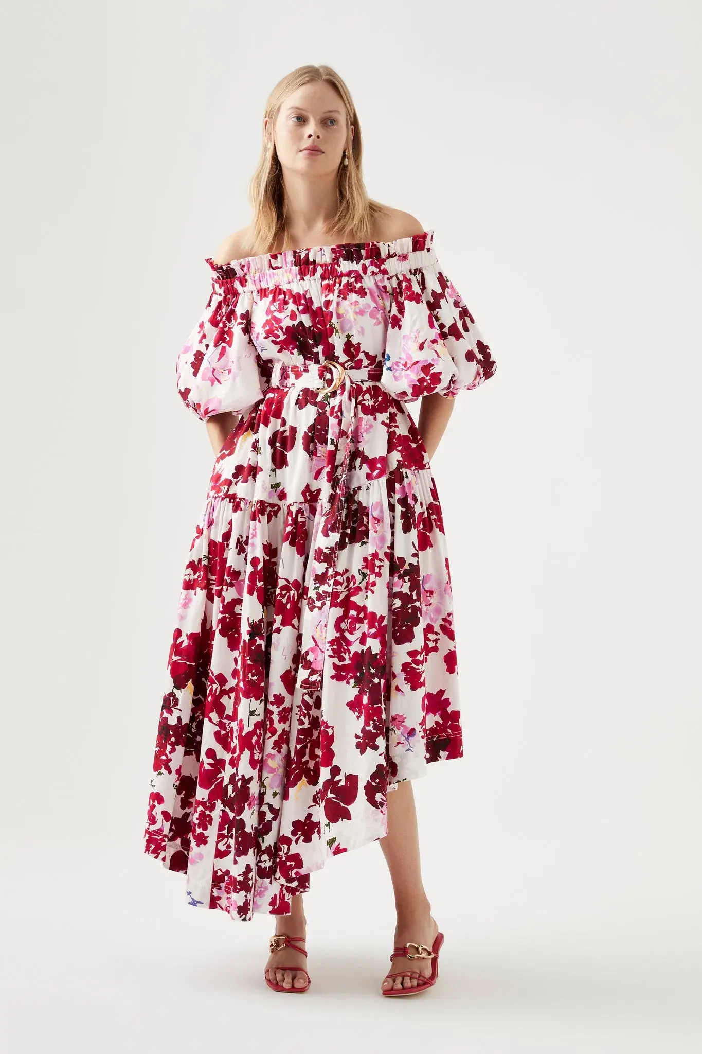 Aje Riviera Midi Dress Print Pink Size AU 16 - Image 1