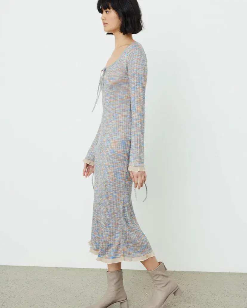 Acne Studios Kadley Cable Knit Midi Dress Grey Size XS / AU 6 - Image 2