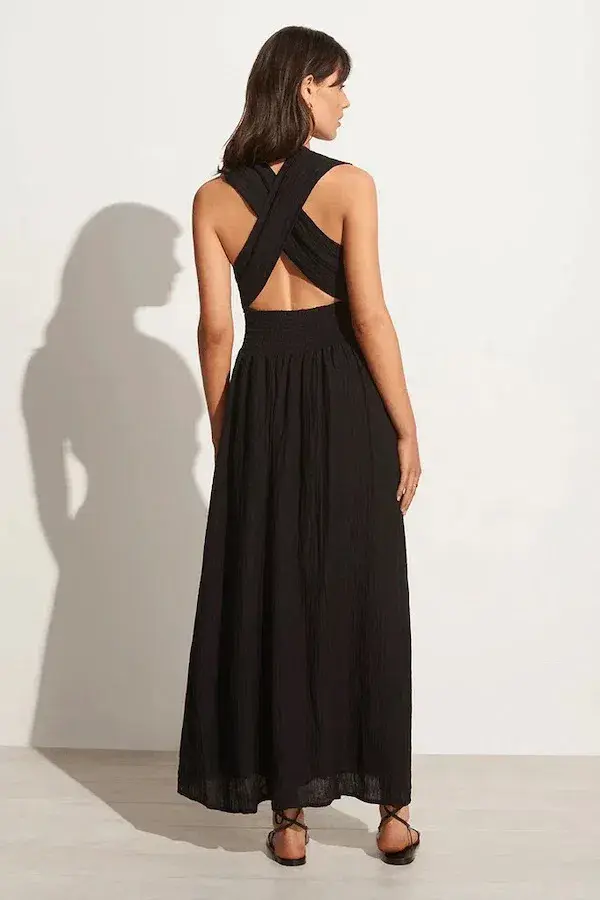 Faithfull The Brand Tropiques Maxi Dress Black Size 12 - Image 3