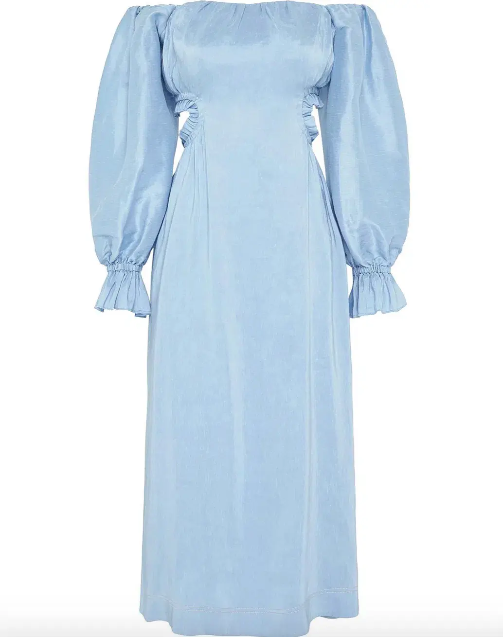 Aje Overture Blouson Midi Dress Off Shoulder Blue Size AU 4 - Image 4