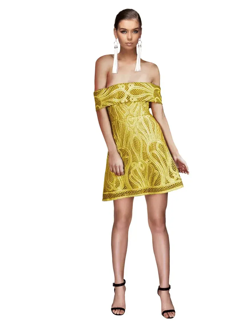 Thurley Ravello Mini Dress Gold Size AU 12 for rent on The Volte - main image