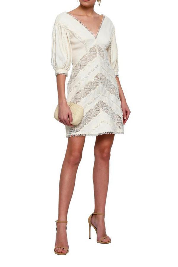 Zimmermann Painted Heart Chevron MIni Dress Ivory Size 6 - Image 3