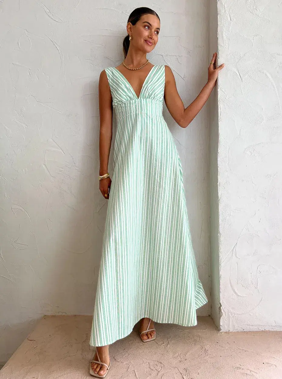 Aston Studio Betty Stripe Dress Green Size AU 10 - Image 1