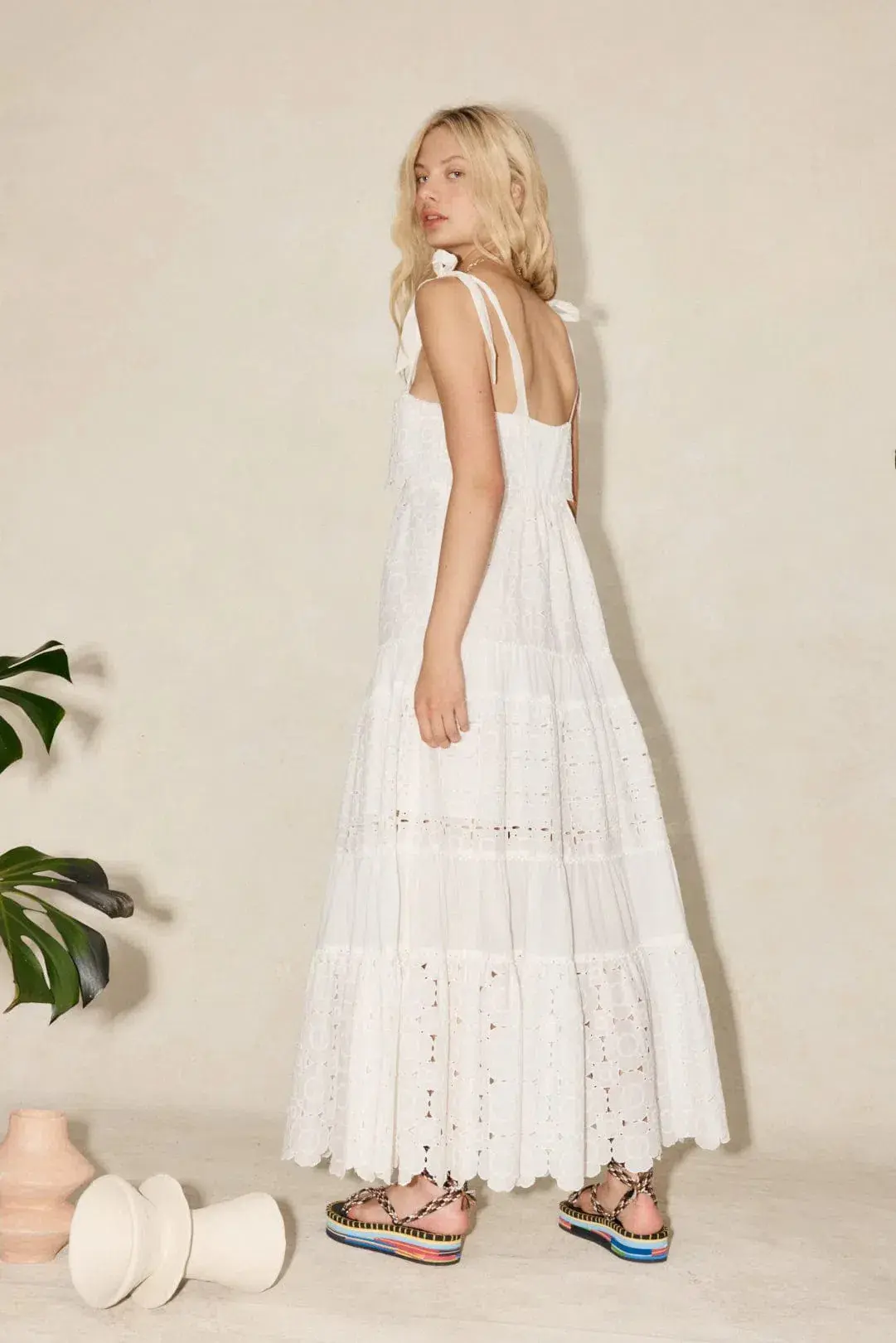 Alemais Evie Panelled Midi Dress White Size AU 10 - Image 2