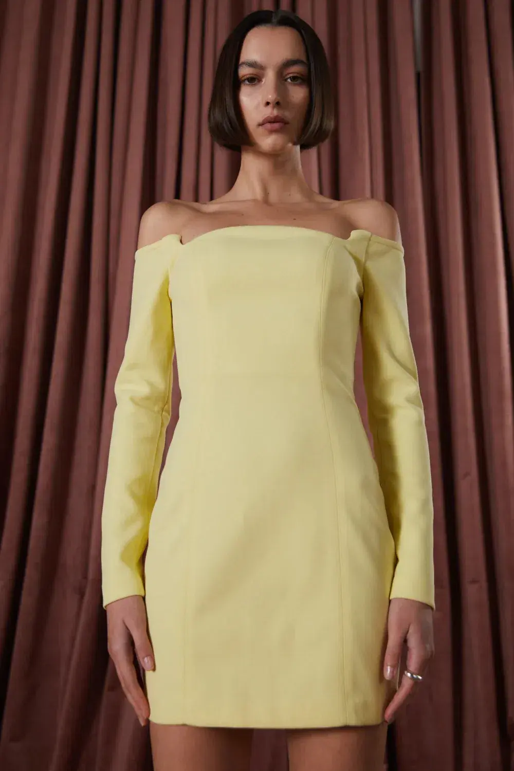 Misha Bonita Bonded Crepe Mini Yellow Size 8 for rent on The Volte - main image