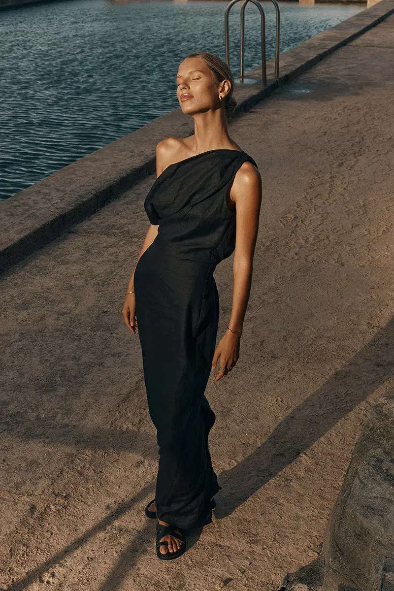 DISSH Cass Black Linen Dress Size 6 for rent on The Volte - main image