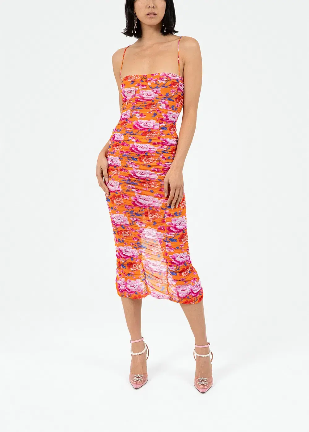 Magda Butrym Rouched Floral Midi Dress Size 40/AU 12 - Image 1