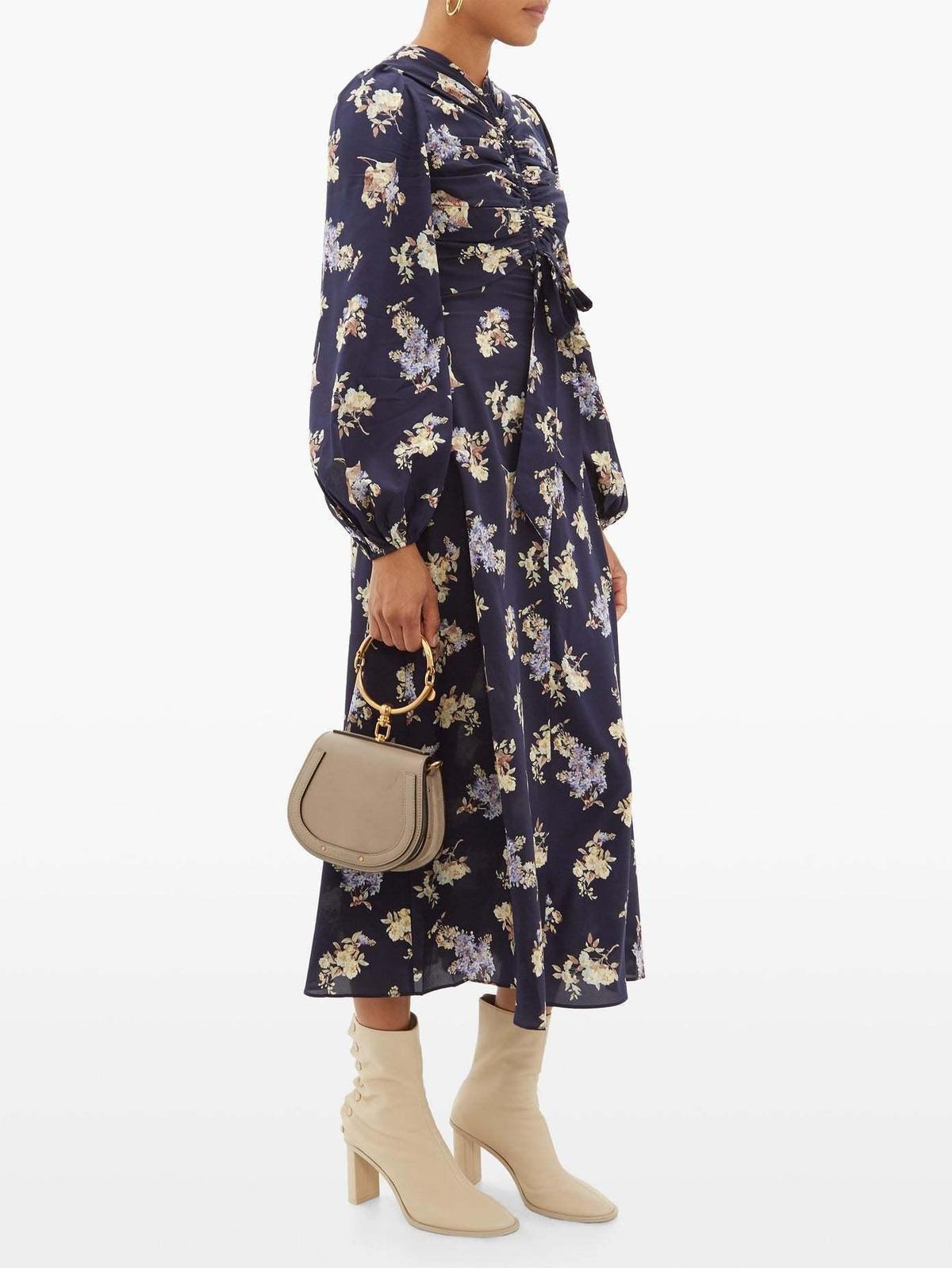 Zimmermann Sabotage Silk Rouched Midi Dress Ditsy Floral Size 8 - Image 3