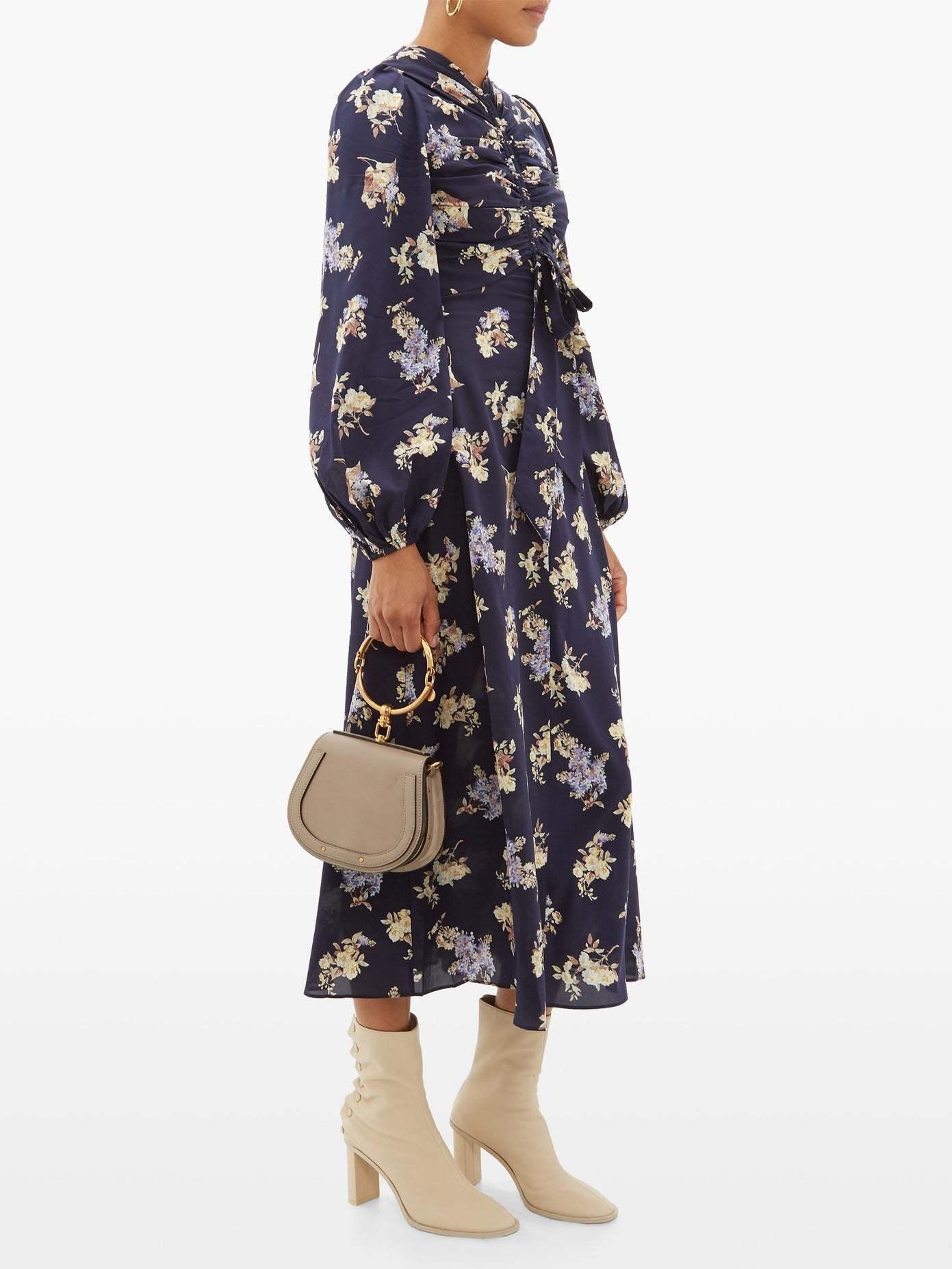 Zimmermann Sabotage Silk Rouched Midi Dress Ditsy Floral Size 8 - Image 3